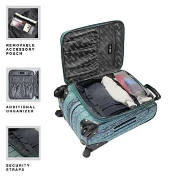 Steve Madden Unisex-Adult (Luggage only) Carry on Bag with Spinner Wheels, Legends Turquoise, 20in