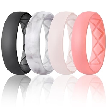Egnaro Inner Arc Ergonomic Breathable Design, Silicone Rings for Women with Half Sizes, Women's Sili...