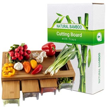 Bamboo Land Large Bamboo Cutting Board with Containers for Meal Prep