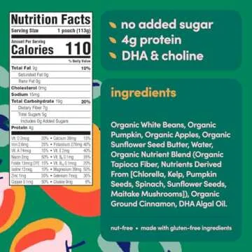 Cerebelly Organic Baby Food Pouches – 6+ Months Organic Veggie Pouches | 16 Nutrients, No Added Sugar, Non-GMO | Toddler Pouches | 4 Ounce BPA-Free Baby Pouches | White Bean Pumpkin Apple | 6 Count