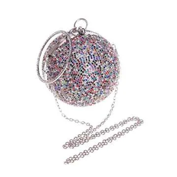 Tngan Ball Shape Rhinestone Clutch Purse for Parties