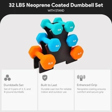 BalanceFrom Fitness Dumbbells Set with Rack - 3 Pairs