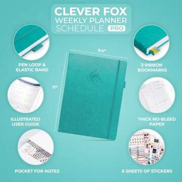 Clever Fox Planner PRO Schedule – Undated Weekly & Monthly Life Planner with Time Slots, Appointme...