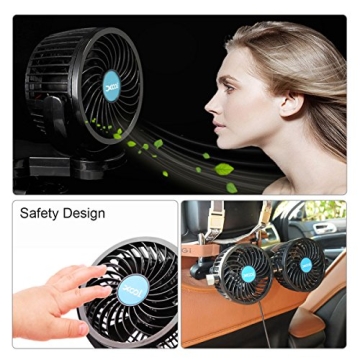 Portable XOOL 12V Car Fan with Adjustable Speeds and Rotation