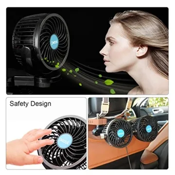 Portable XOOL 12V Car Fan with Adjustable Speeds and Rotation