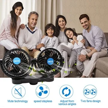 Portable XOOL 12V Car Fan with Adjustable Speeds and Rotation
