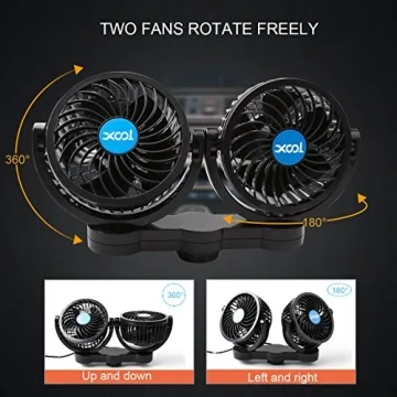Portable XOOL 12V Car Fan with Adjustable Speeds and Rotation