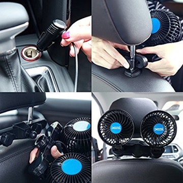Portable XOOL 12V Car Fan with Adjustable Speeds and Rotation