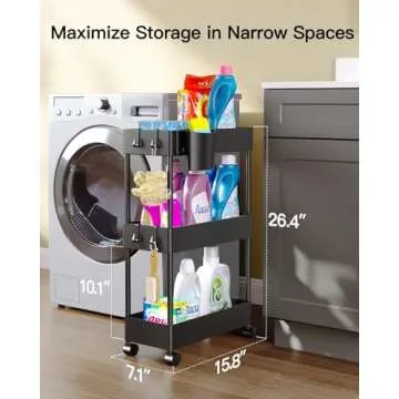 Pipishell Slim Rolling Storage Cart for Narrow Spaces