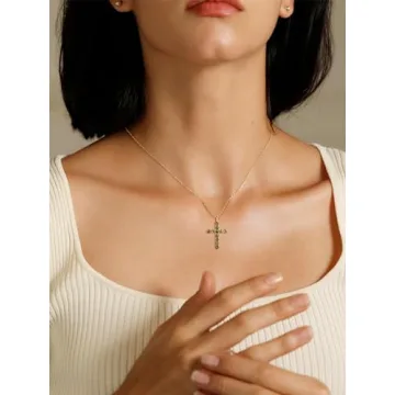 S.Leaf Cross Necklace for Women Gold Silver Jewelry Gift