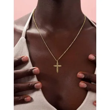 S.Leaf Cross Necklace for Women Gold Silver Jewelry Gift