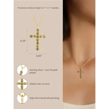 S.Leaf Cross Necklace for Women Gold Silver Jewelry Gift