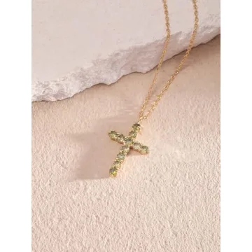 S.Leaf Cross Necklace for Women Gold Silver Jewelry Gift