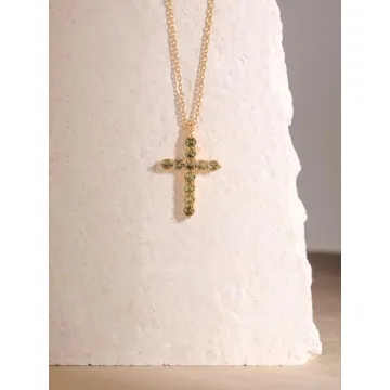 S.Leaf Cross Necklace for Women Gold Silver Jewelry Gift