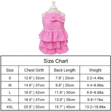 Cat Dresses for Cats Only, Pink Dog Dresses for Small Dogs Girl with Ruffles Bow Decor,Cute Summer Girl Dog Clothes,Sleeveless Small Dog Tiered Layer Cake Dress,Chihuahua Yorkie Clothes(Pink,L)