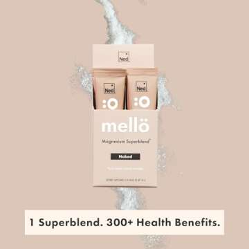 Ned - Mellö Magnesium Superblend - Magnesium Powder Unflavored Supplement Drink Mix with All Natural Magnesium Glycinate and L Theanine, Supports Cognitive Function, Sleep, Calm 10 Servings
