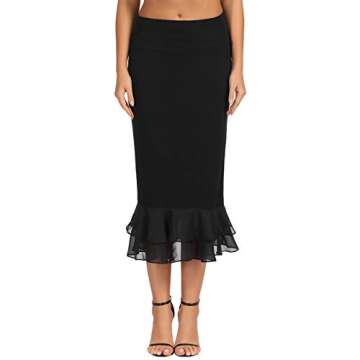 GRACE KARIN Women’s Half Slips 1960s Retro Below Knee Length Dress Lace Underskirt Extender (Black, S)