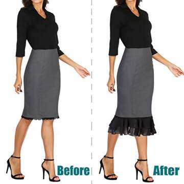 GRACE KARIN Women’s Half Slips 1960s Retro Below Knee Length Dress Lace Underskirt Extender (Black, S)