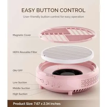 MelodySusie Nail Dust Collector,Compact Vacuum Fan Dust Collector for Beginner with Reusable Filter,HPro Powerful Dust Suction Machine Manicure Pedicure Tool for Acrylic Nail Polishing,Salon & Home