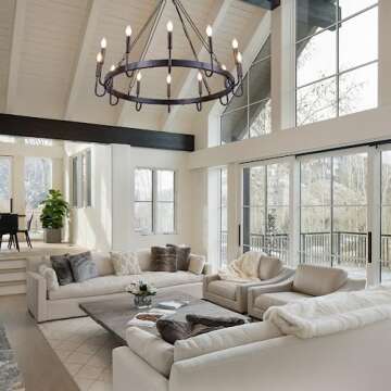 Wellmet Matte Black Wagon Wheel Chandelier, 12-Light Large Black Chandelier for High Ceiling, Industrial Wagon Wheel Pendant Light for Dining Room, Entryway, Hallway, Living Room, 39.37Inch Dia