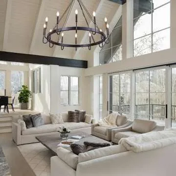 Wellmet Matte Black Wagon Wheel Chandelier, 12-Light Large Black Chandelier for High Ceiling, Industrial Wagon Wheel Pendant Light for Dining Room, Entryway, Hallway, Living Room, 39.37Inch Dia