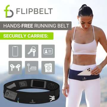 FlipBelt Zipper Running Belt, Waist Pack for Fitness and Running Fanny Pack for Women Men Phone Keys...