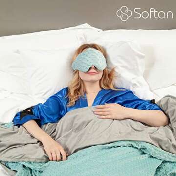 Weighted Blanket 3 Pieces Set (60x80'' 15Lb)– Premium Ultra-Soft Removable Cover, Weighted Inner, Weighted Mask,2.0 Plush Breathable Adults Heavy Blanket,Queen Size Beds(Aqua, Dot Minky)