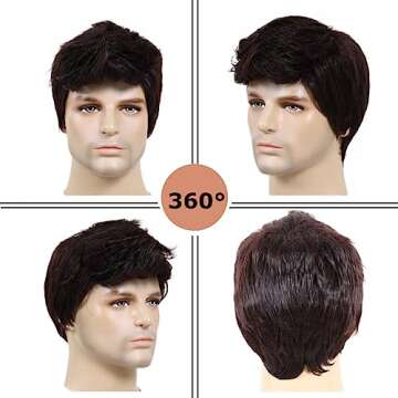 BEAUTY FLAG Men Short Brown Wig for Costume & Daily Wear