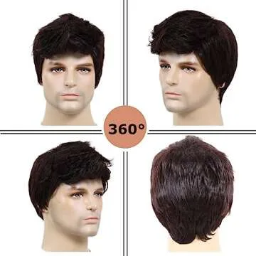 BEAUTY FLAG Men Short Brown Wig for Costume & Daily Wear