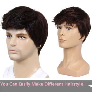 BEAUTY FLAG Men Short Brown Wig for Costume & Daily Wear