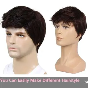 BEAUTY FLAG Men Short Brown Wig for Costume & Daily Wear