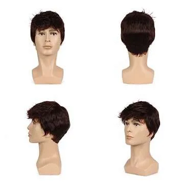 BEAUTY FLAG Men Short Brown Wig for Costume & Daily Wear