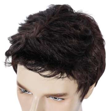 BEAUTY FLAG Men Short Brown Wig for Costume & Daily Wear