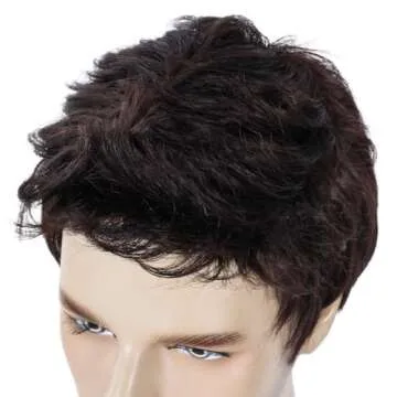 BEAUTY FLAG Men Short Brown Wig for Costume & Daily Wear
