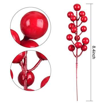 Lvydec 30pcs Artificial Red Berry Picks for Holiday Decor