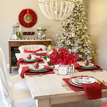 Lvydec 30pcs Artificial Red Berry Picks for Holiday Decor