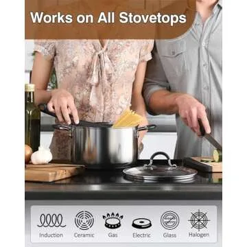 Cook N Home Stainless Steel Cookware Sets 10-Piece, Pots and Pans Kitchen Cooking Set with Stay-Cool Handles, Dishwasher Safe, Silver