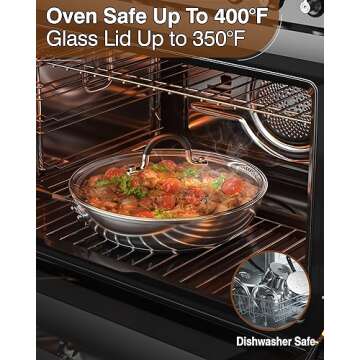 Cook N Home Stainless Steel Cookware Sets 10-Piece, Pots and Pans Kitchen Cooking Set with Stay-Cool Handles, Dishwasher Safe, Silver