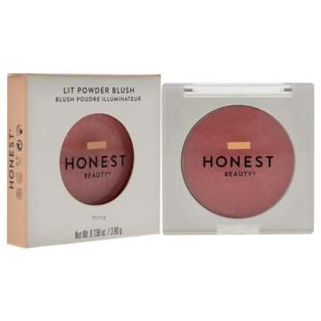Honest Beauty Talc-Free Lit Powder Blush | Pearl Infused, Velvety Finish | EWG Verified, Organic, Vegan + Cruelty Free | Flirty, .14 oz