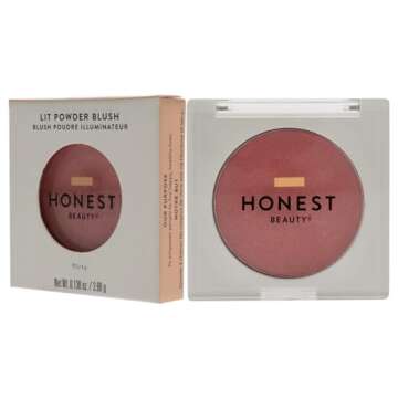 Honest Beauty Talc-Free Lit Powder Blush | Pearl Infused, Velvety Finish | EWG Verified, Organic, Vegan + Cruelty Free | Flirty, .14 oz