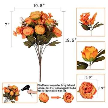 ShengyuanLouiesya Artificial Flowers Fake Silk Peony Flower Bouquet Floral Plants Decor for Home Gar...