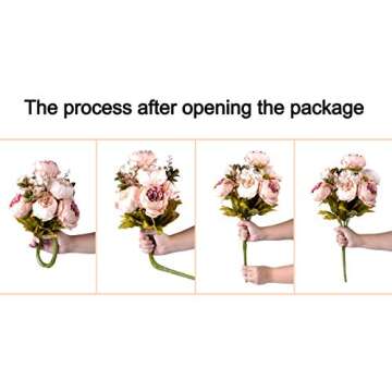 ShengyuanLouiesya Artificial Flowers Fake Silk Peony Flower Bouquet Floral Plants Decor for Home Garden Wedding Party Decor Decoration (Orange)