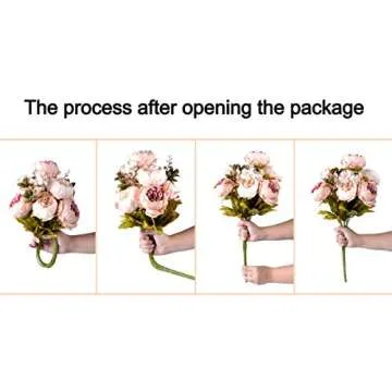 ShengyuanLouiesya Artificial Flowers Fake Silk Peony Flower Bouquet Floral Plants Decor for Home Garden Wedding Party Decor Decoration (Orange)