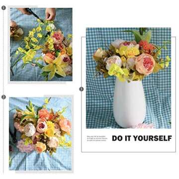 ShengyuanLouiesya Artificial Flowers Fake Silk Peony Flower Bouquet Floral Plants Decor for Home Garden Wedding Party Decor Decoration (Orange)