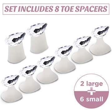 Toe Separators for Nail Polish Pedicure - 8 x Spacers, Stretchers, Spreaders, Polish Guards - Toe Spacers for Feet - (Diamond)