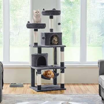 Yaheetech 62.2inches Cat Tree Cat Tower Cat Condo with Platform & Hammock, Scratching Posts for Kitt...