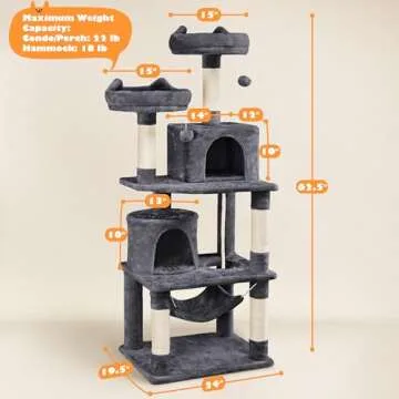 Comfortable Cat Tower with Hammock and Scratching Posts
