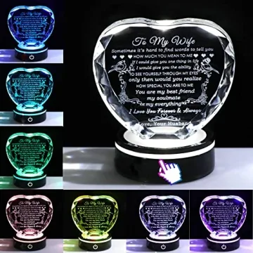 Gifts for Wife with Colorful LED Base - I Love You