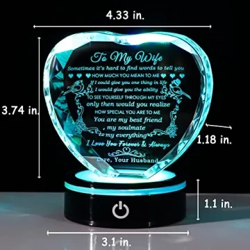 Gifts for Wife with Colorful LED Base - I Love You