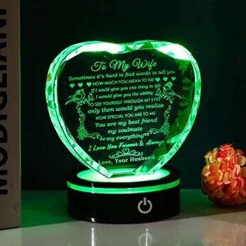 Gifts for Wife with Colorful LED Base - I Love You